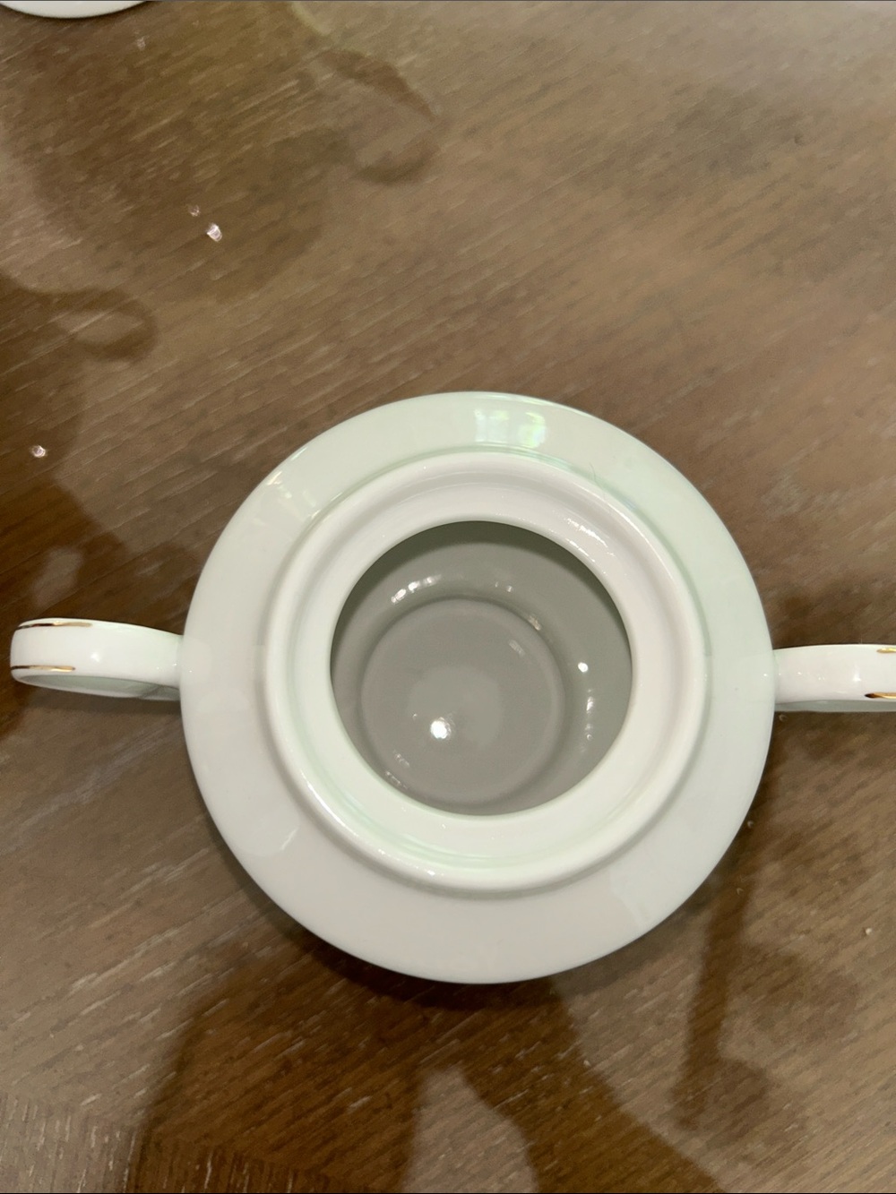 White Porcelain Tea Set with Gold Trim - Teapot, Sugar Bowl & Creamer - Picture 5 of 9